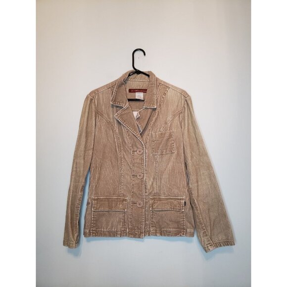 Z. Cavaricci Jackets & Blazers - Vtg Z Cavaricci Women M Corduroy Jacket Tan Long Sleeve Button Front Pockets Y2K